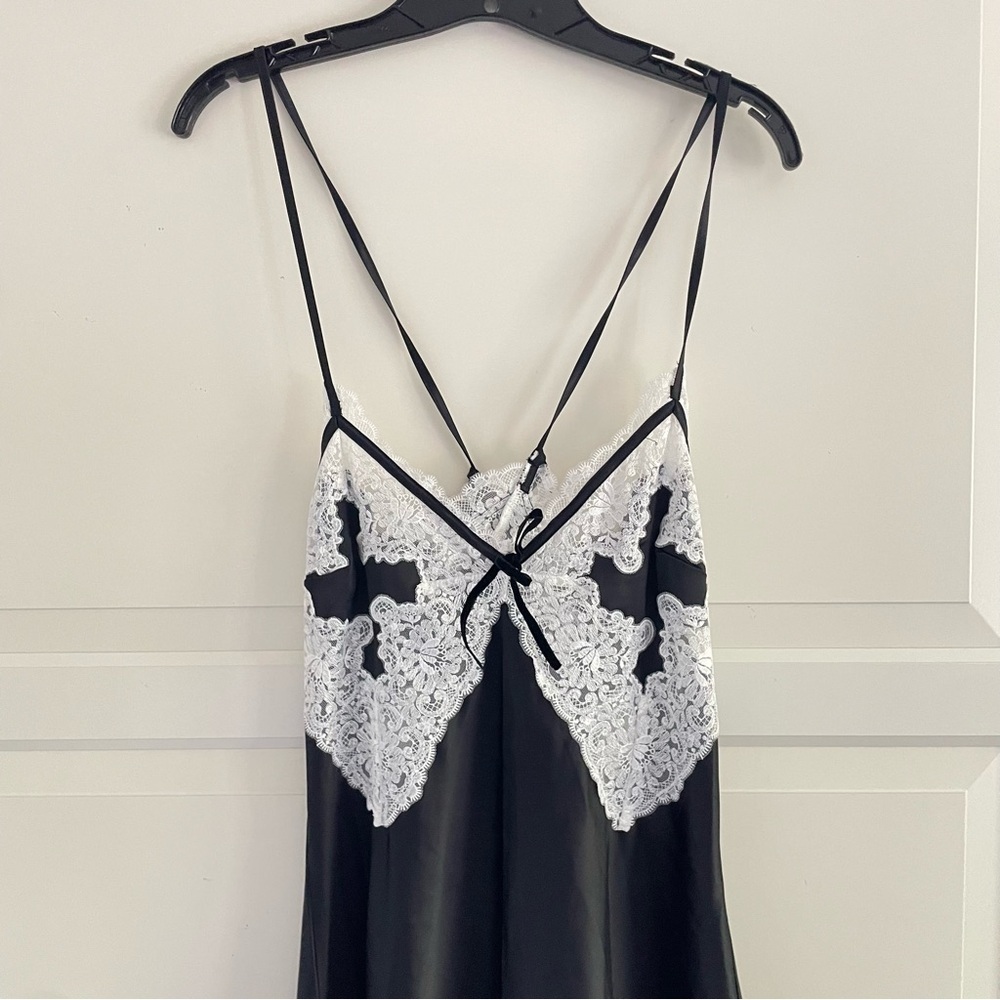 New! For Love & Lemons Maeve maxi slip dress black white lace 26479 - Picture 4 of 16